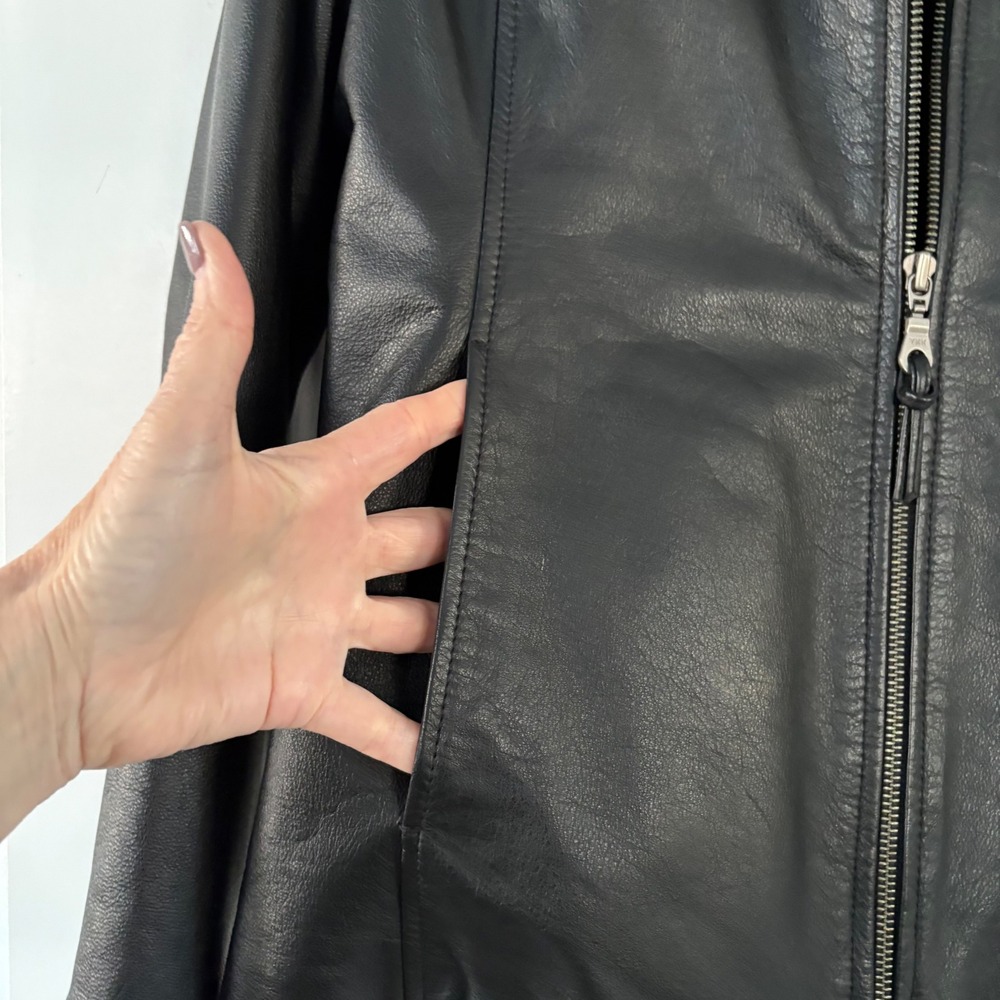 Wilsons Leather Jacket Black Thinsulate Ultra Insulated Zip Up Womens LG Biker - Picture 3 of 13